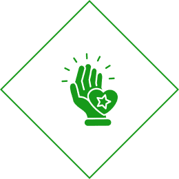 icon (1) Green hand and heart with star icon.