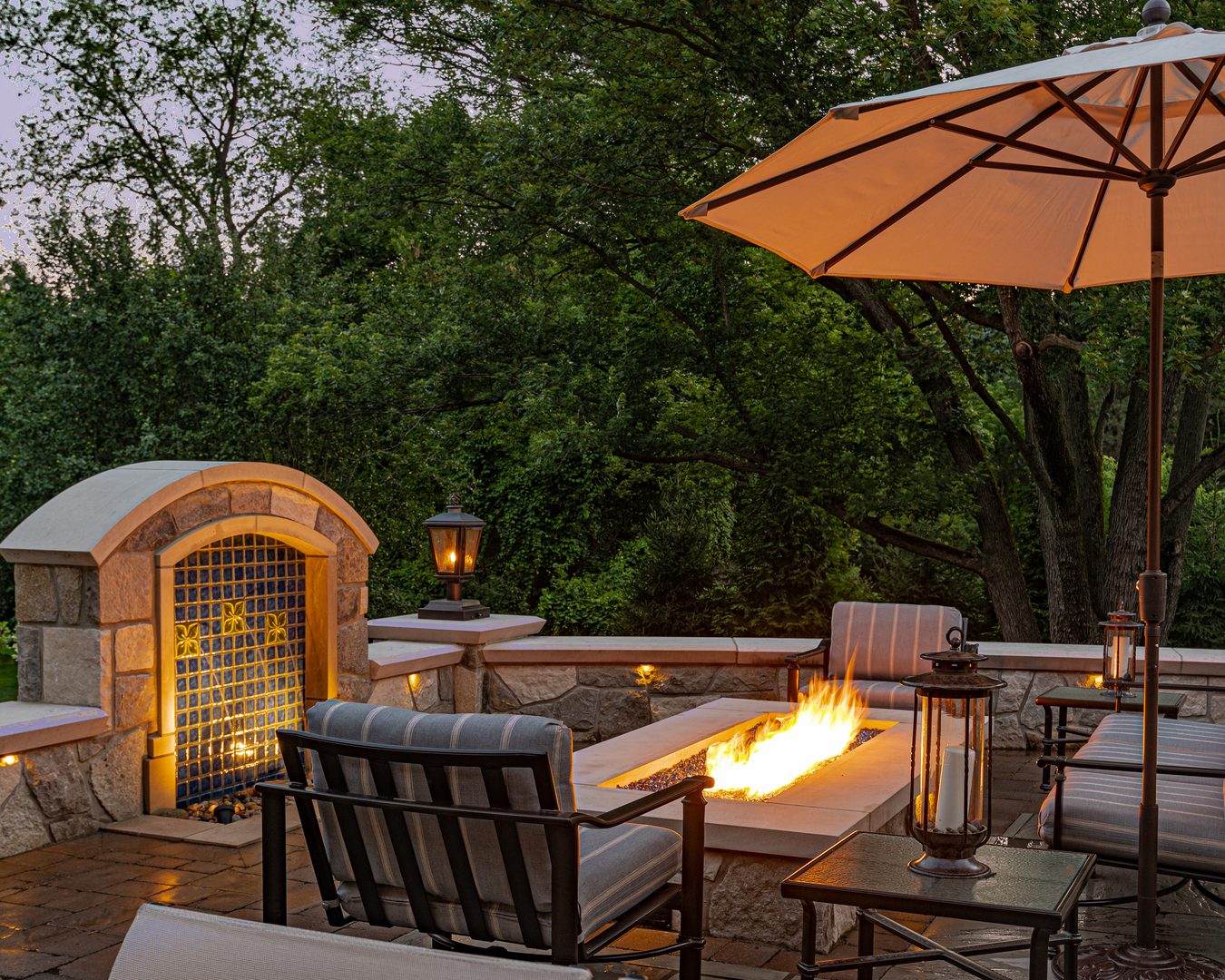 terrace-1 Outdoor patio with fire pit and seating.